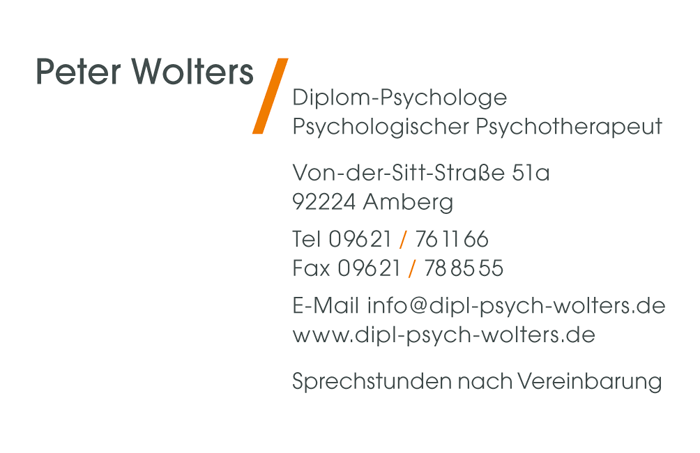 Diplom-Psychologe Peter Wolters in Amberg/Oberpfalz